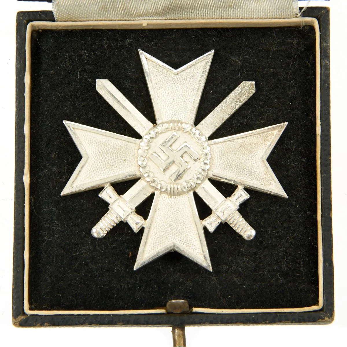 Original German WWII War Merit Cross KvK 1st Class in Silver with Case by Deschler & Sohn of Munich