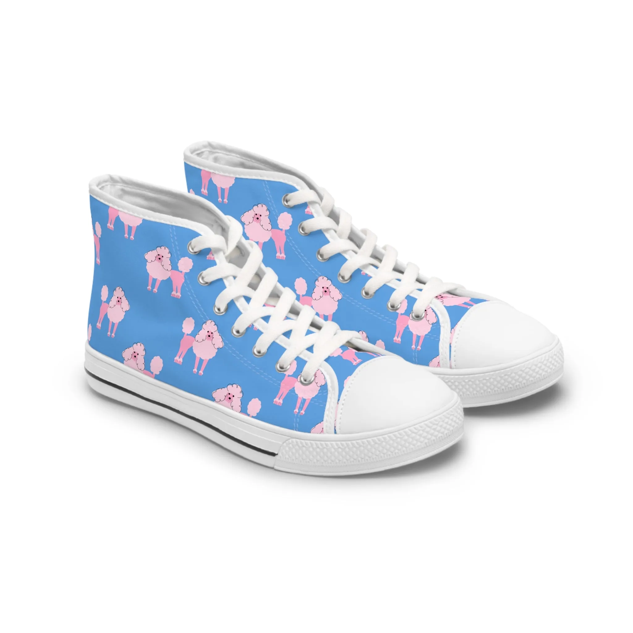 Pink Poodle Dog Women's High Top Sneakers