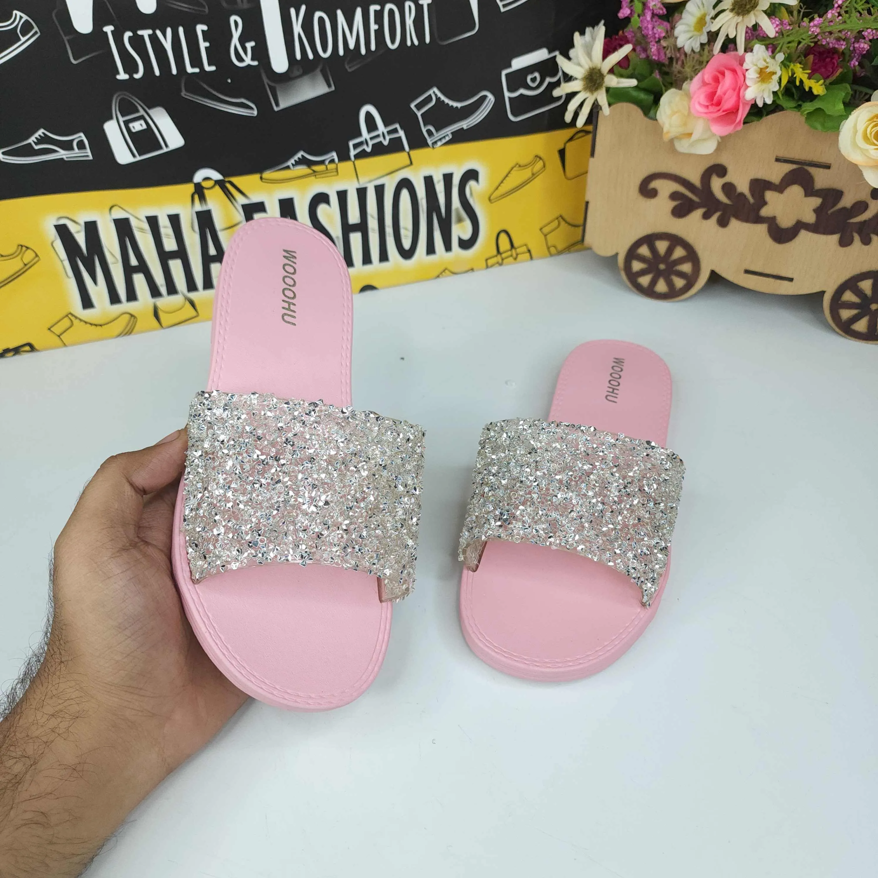 Pink Stud Slippers