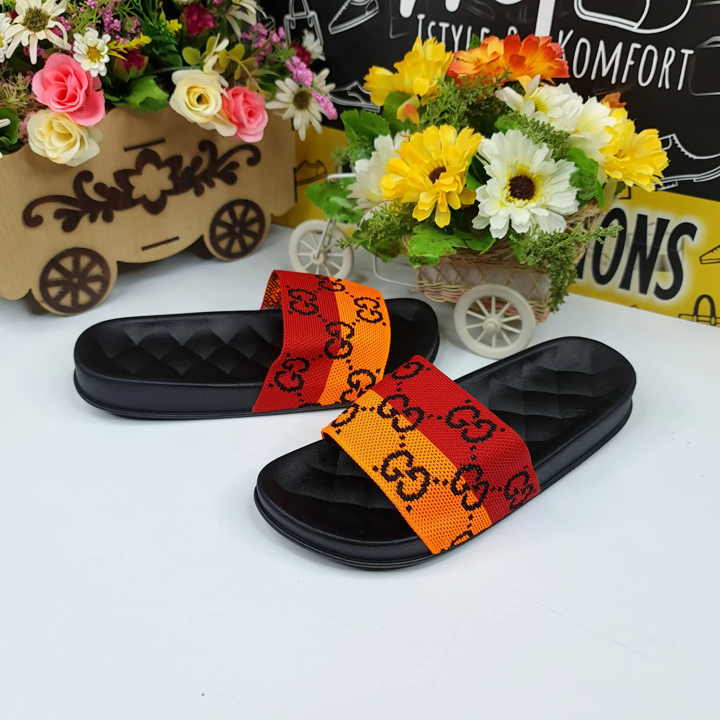 Red/Orange Casual Slides