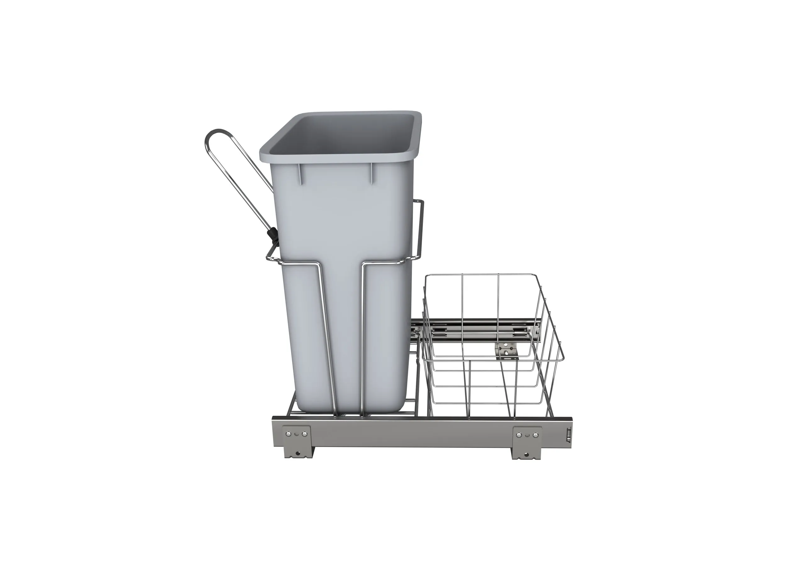 Rev-A-Shelf 20 Quart Universal Waste Container w/Rear Basket RUKD-1420RB-1