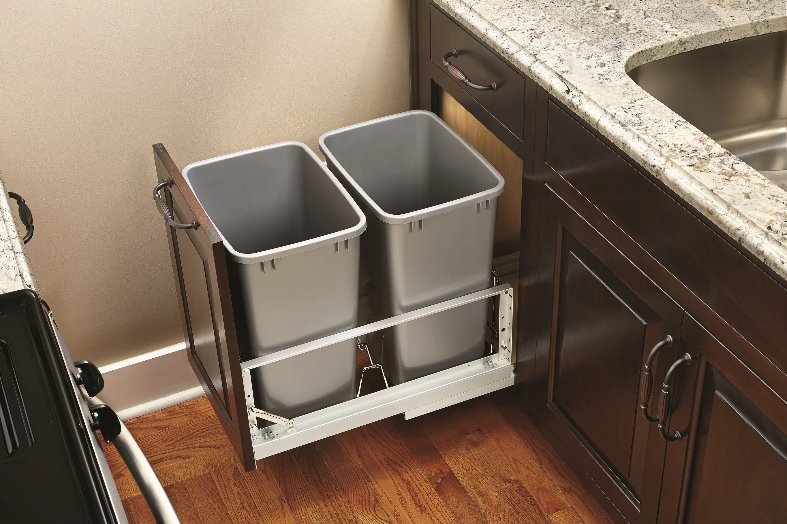 Rev-A-Shelf Double 35 Quart Pull-Out Waste Containers 5349-18DM-217