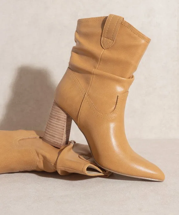 Slip On Western Styled Short Bootie