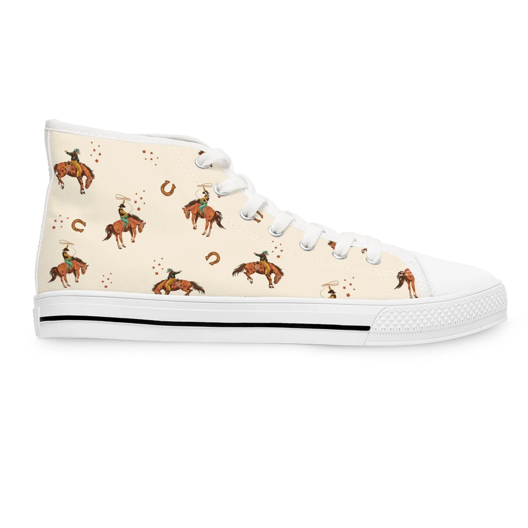 Western Cowboys Horses Women's High Top Sneakers