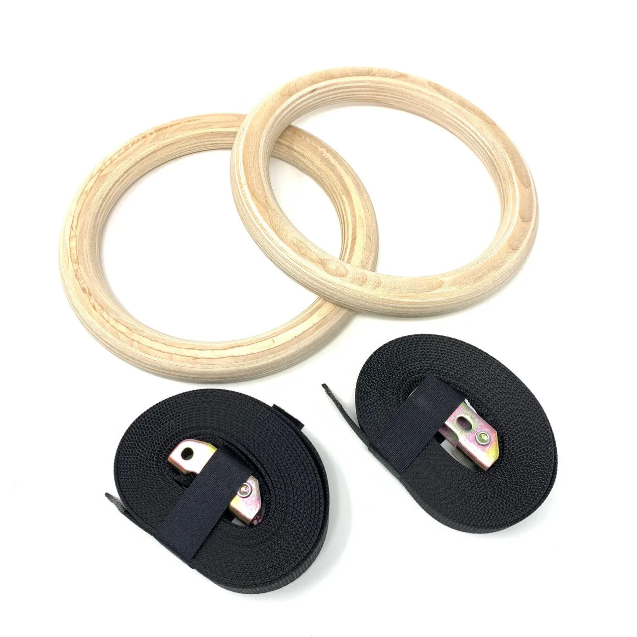 Wooden Gymnastic Rings With Adjustable Straps