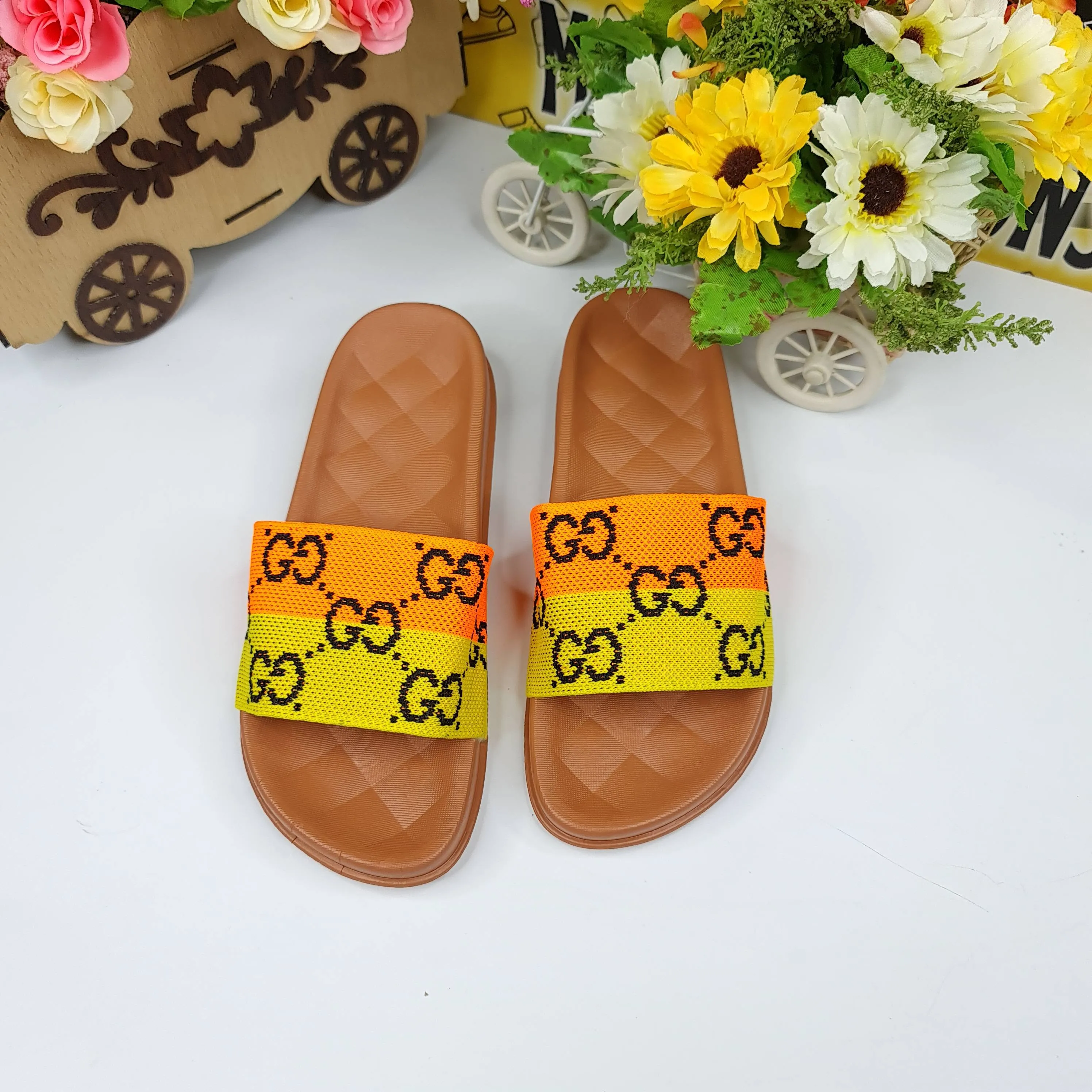 Yellow/Orange Casual Slides