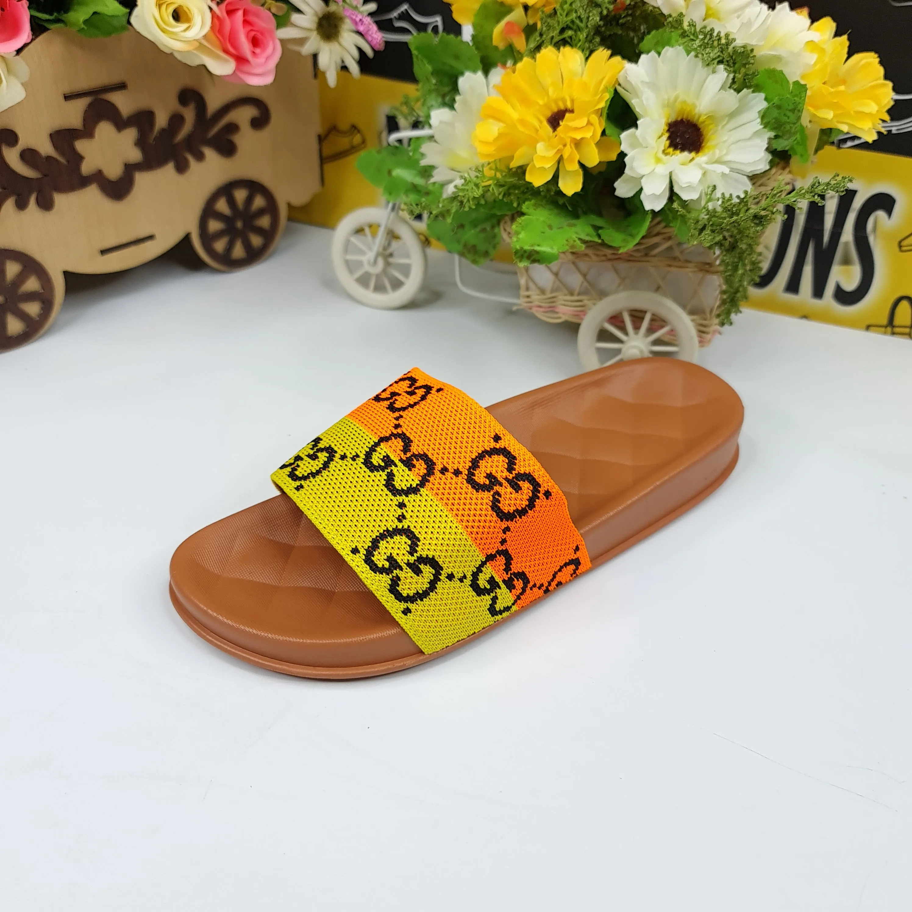 Yellow/Orange Casual Slides