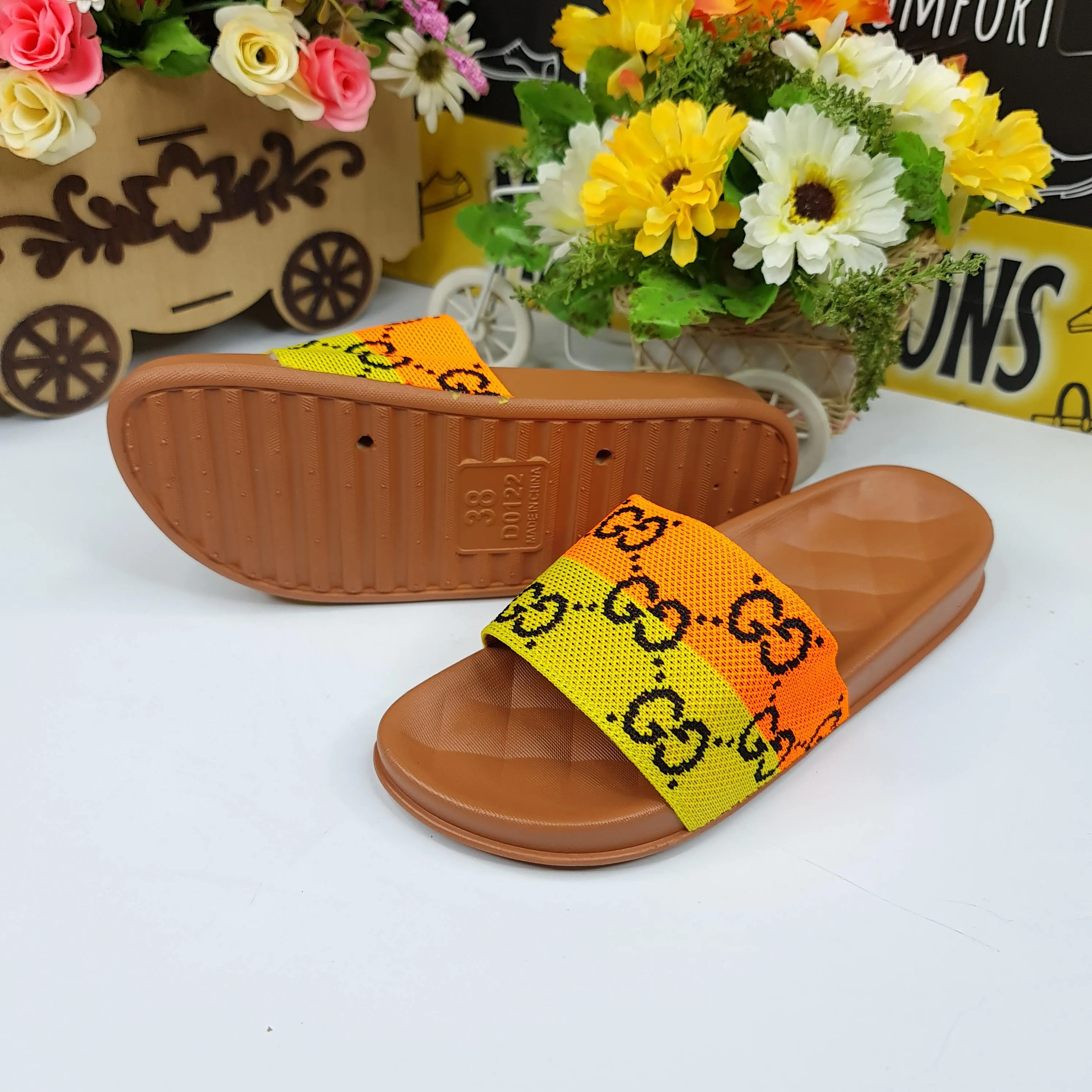 Yellow/Orange Casual Slides