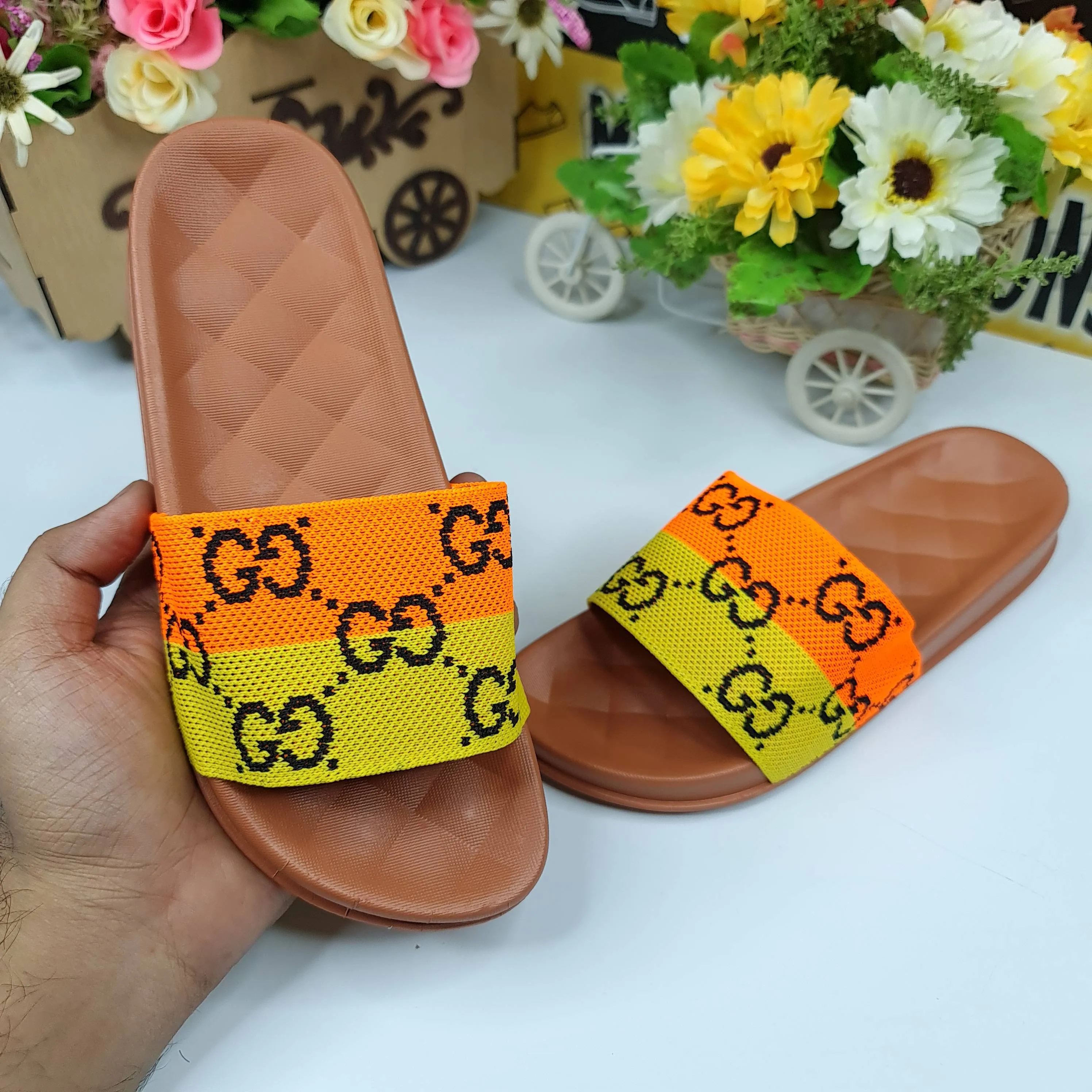 Yellow/Orange Casual Slides